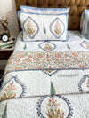 Blue Bell Harmony Bedsheet With Matching Quilted Bedcover Set - Bedding Set