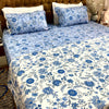 Blue Daisy Floral Bedsheet With Dohar Bedding Set - Bedding Set
