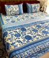 Blue Flax Floral Bedsheet With Dohar Bedding Set - Bedding Set