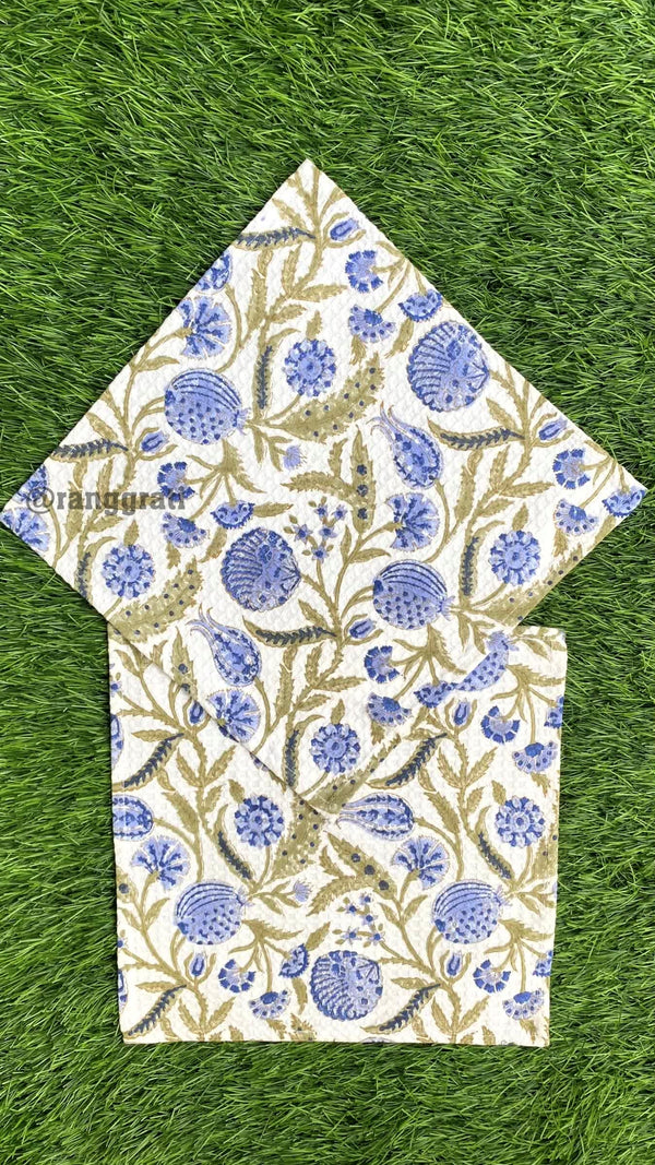 Blue Jaal Face Towel Hand Block Printed Pure Cotton - Face Towel