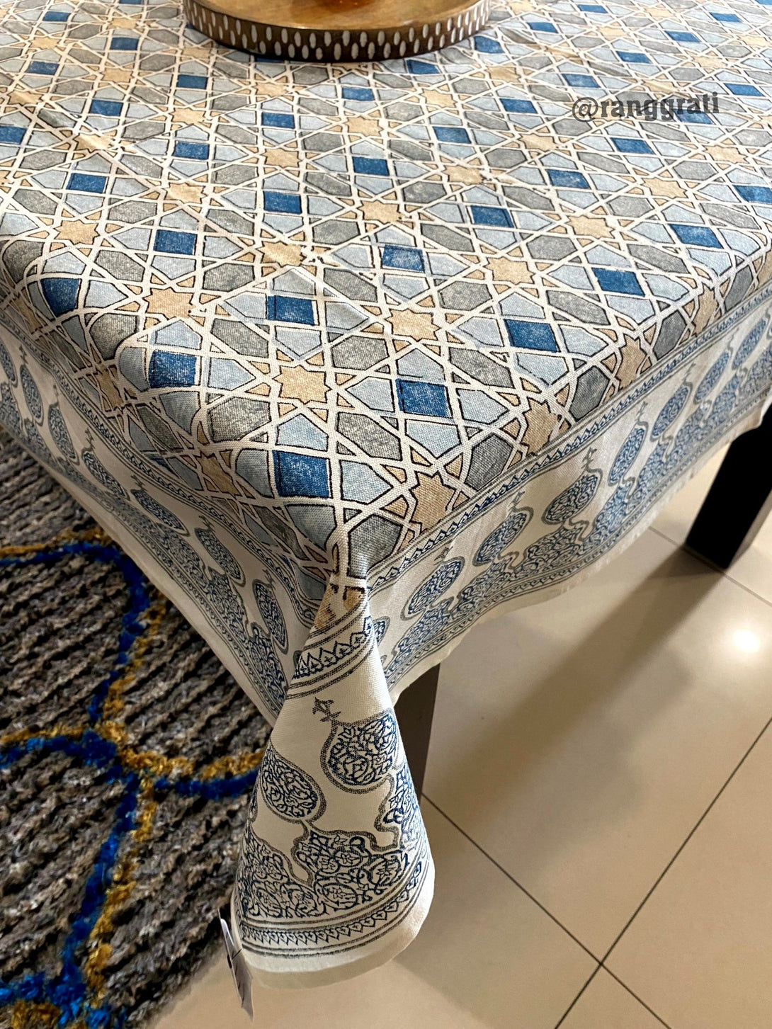 Blue Starry Mosaic Table Cover 6 Seater Dining Table Rectangular - Table Cover