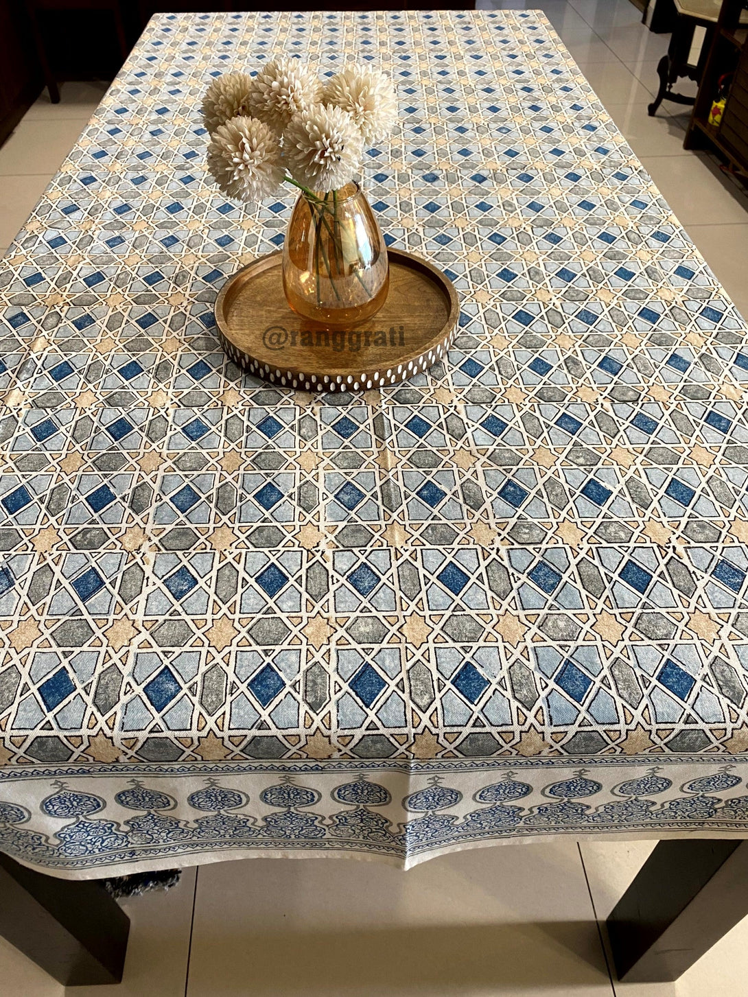 Blue Starry Mosaic Table Cover 6 Seater Dining Table Rectangular - Table Cover