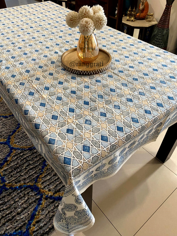 Blue Starry Mosaic Table Cover 6 Seater Dining Table Rectangular - Table Cover