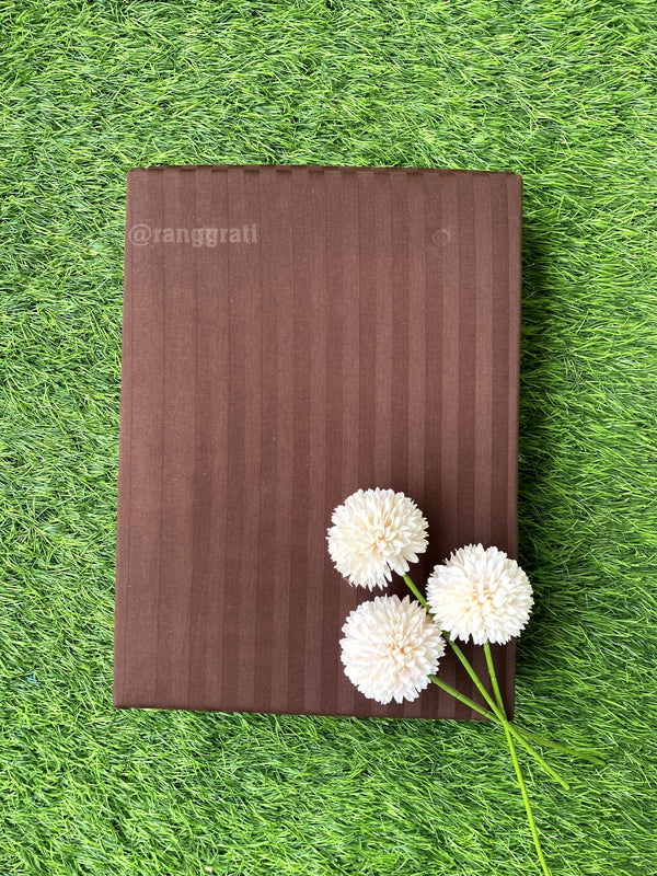 Brown Solid Stripes Cotton Bedsheet 108x108 inches
