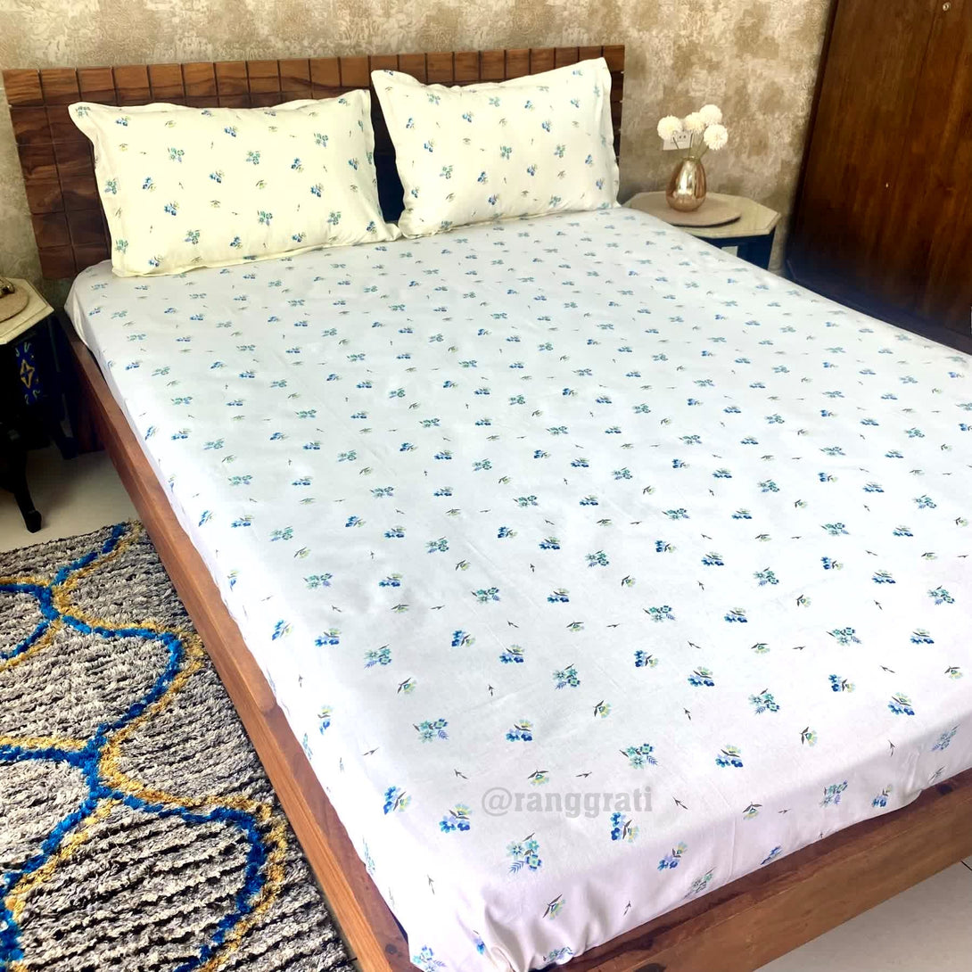 Cream Cotton Bedsheet Queen Size 200 TC - Bedsheet