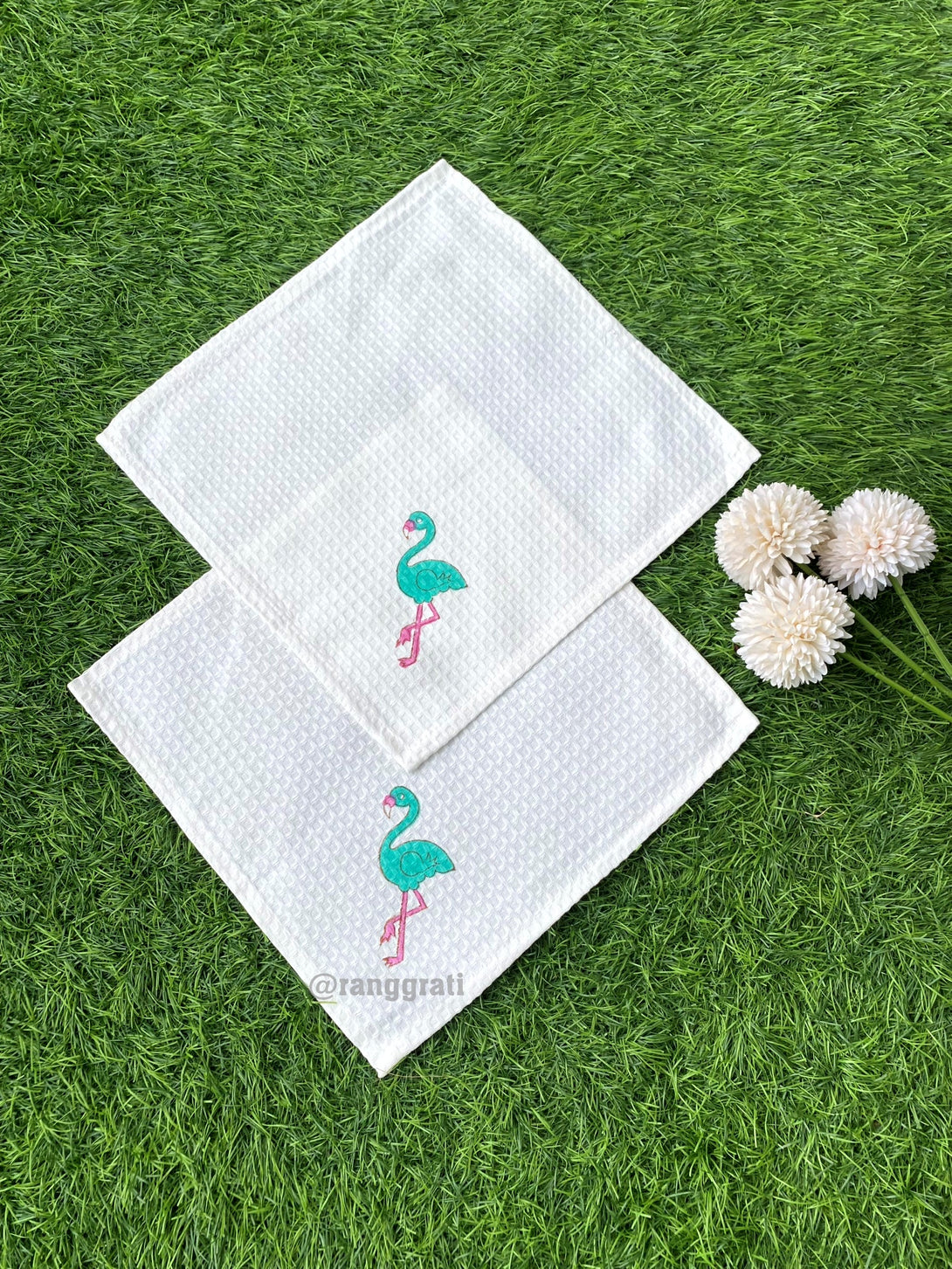 Pure Cotton Flamingo Hand Block Printed Face Towel