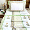 Gin Green Floral Bedsheet With Dohar Bedding Set Super King - Bedding Set