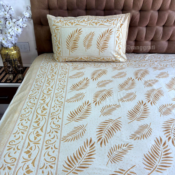 Golden Feather Jaipuri Cotton Bedsheet King Size - Bedsheet