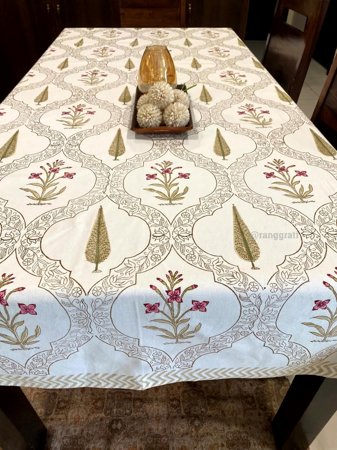 Golden Leaf Table Cover Cloth 6 Seater Dining Table Rectangular - Table Cover