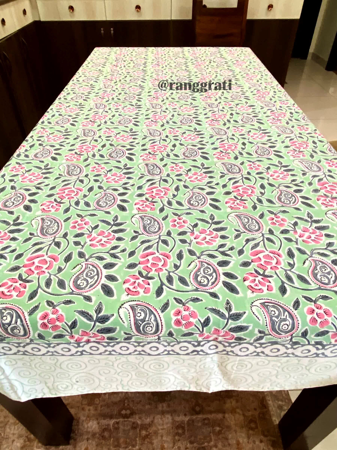 Green Medley Table Cover Cloth 6 Seater Dining Table Rectangular - Table Cover