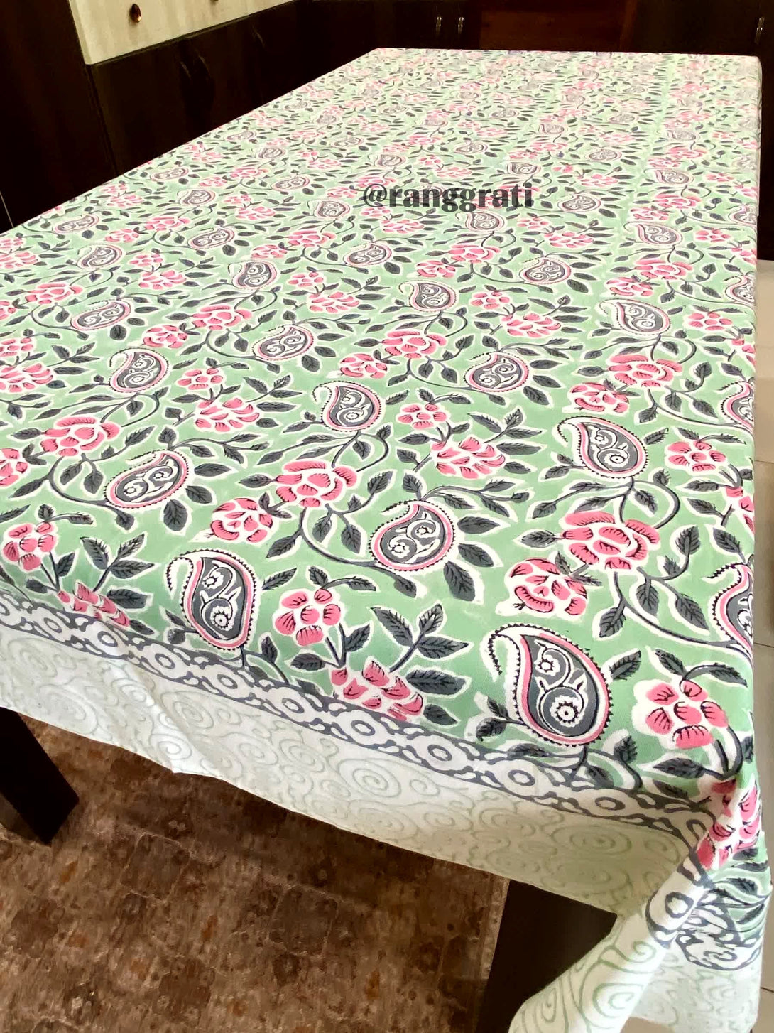 Green Medley Table Cover Cloth 6 Seater Dining Table Rectangular - Table Cover