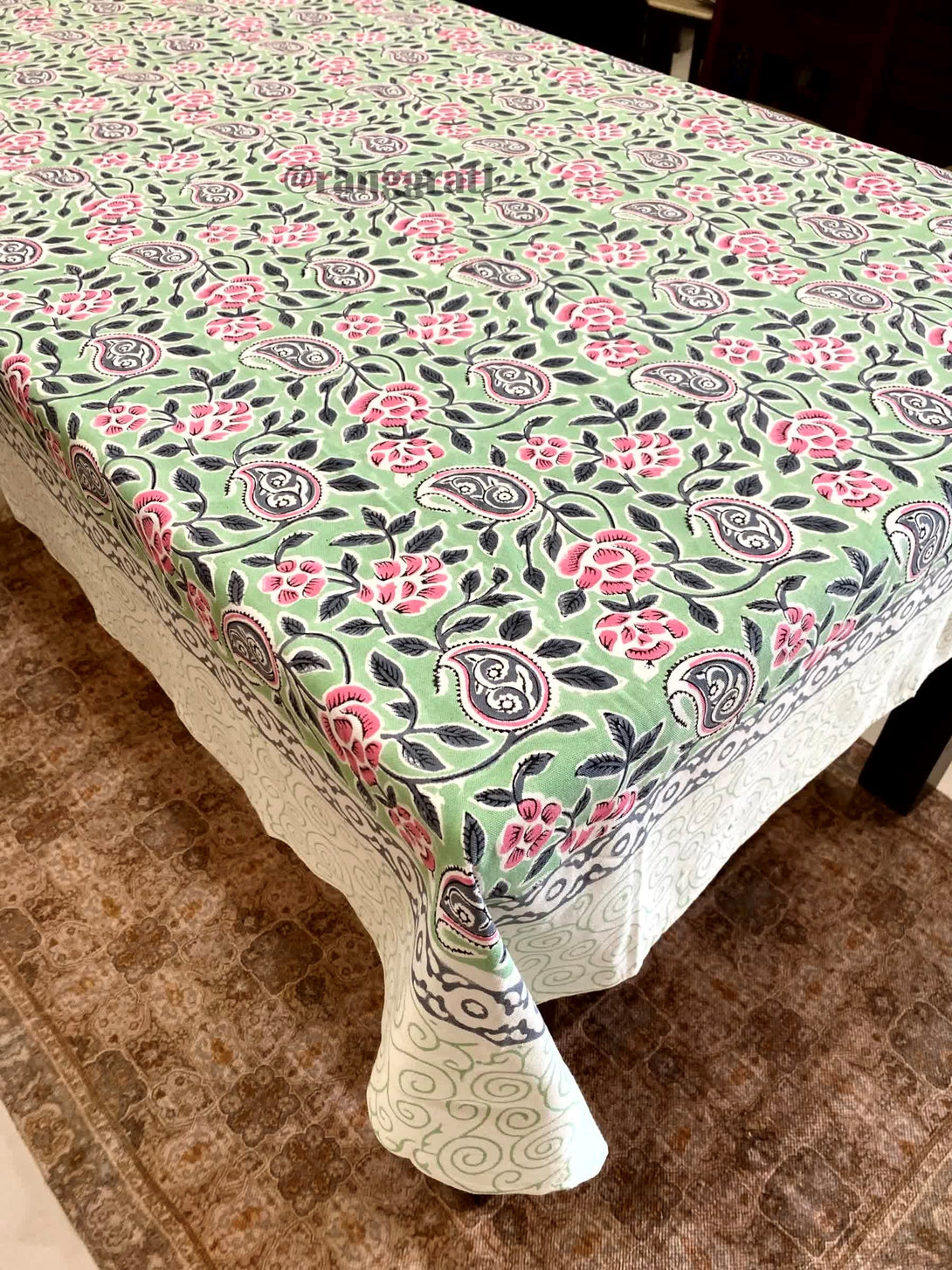 Green Medley Table Cover Cloth 6 Seater Dining Table Rectangular - Table Cover