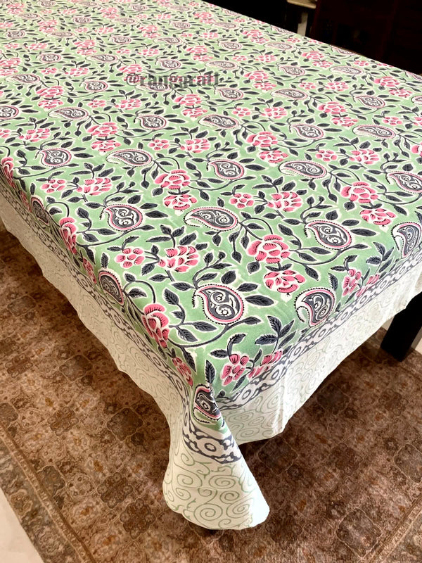 Green Medley Table Cover Cloth 6 Seater Dining Table Rectangular - Table Cover