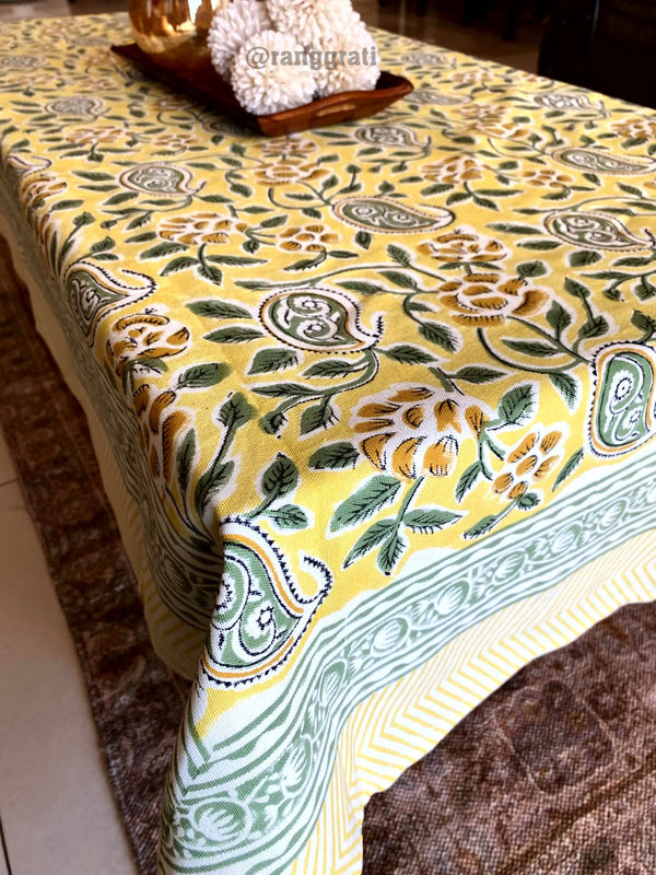 Green Paisley Table Cover Cloth 4 Seater Dining Table Rectangular - Table Cover