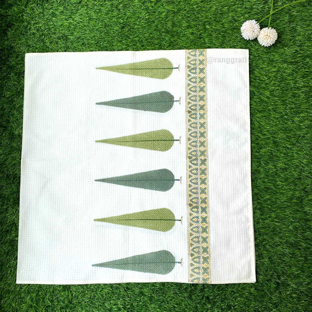 Pure Cotton Green Pine Hand Block Printed Body & Hand Towel 