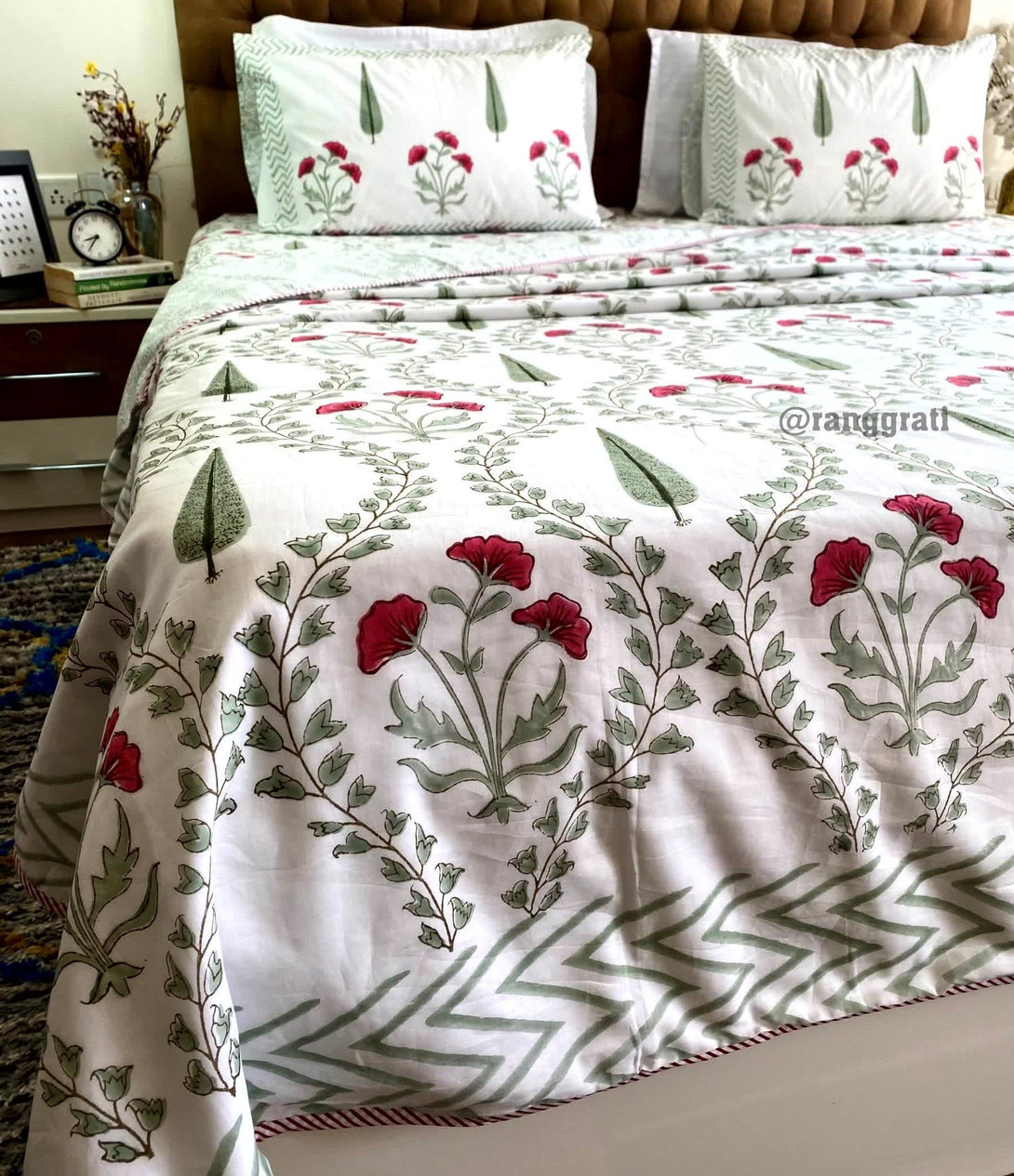 Green Pine Tree Bedsheet With Dohar Bedding Set King Size - Bedding Set