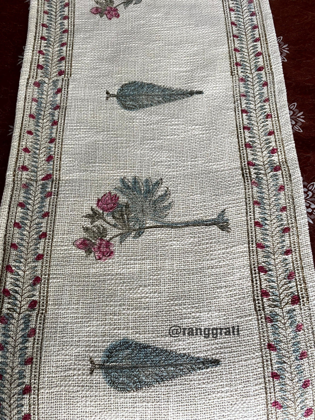 Green Pine Tree Jute Cotton Table Runner For 6 Seater Dining Table - Table Runner