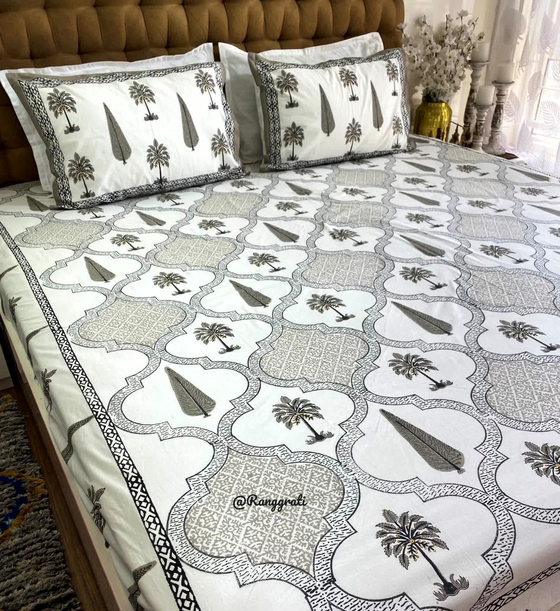 Grey Color Pure Cotton Elastic Fitted Bedsheet King Size - Bedsheet