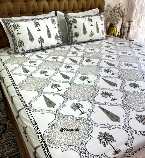 Grey Color Pure Cotton Elastic Fitted Bedsheet King Size - Bedsheet