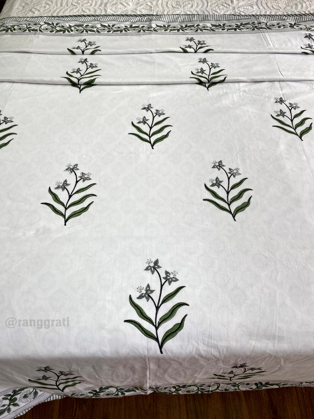 Grey Lily Floral Dohar In Mulmul Cotton Reversible For Single Bed