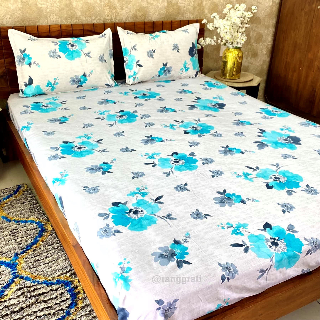 Greyish Cotton Bedsheet Queen Size 200 TC - Bedsheet