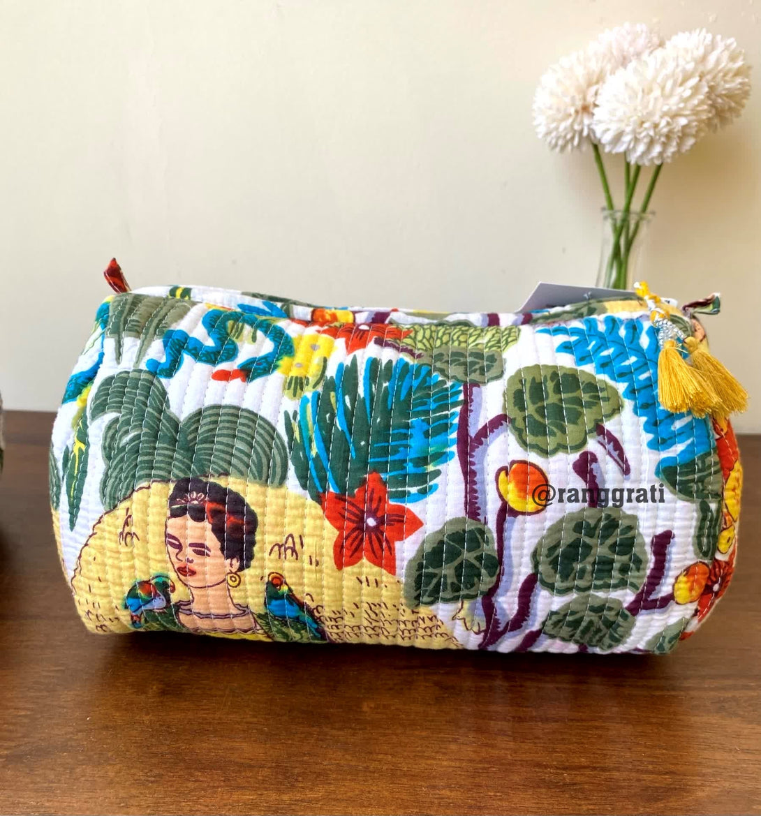 Multicolor Animal Quilted Travel Pouch Hand Block Set of 3 - Pouch