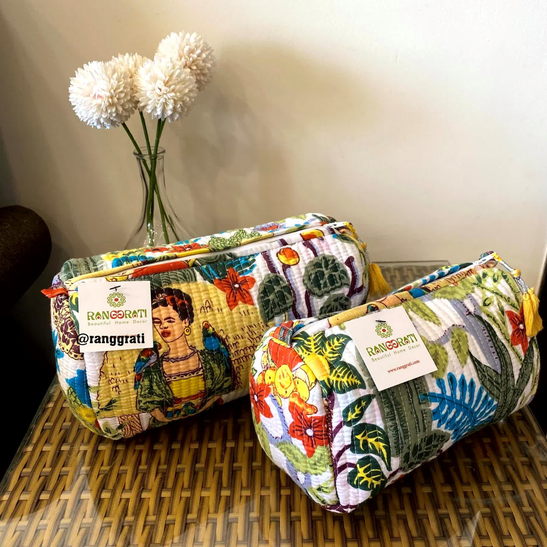 Multicolor Animal Quilted Travel Pouch Set of 2 - Pouch