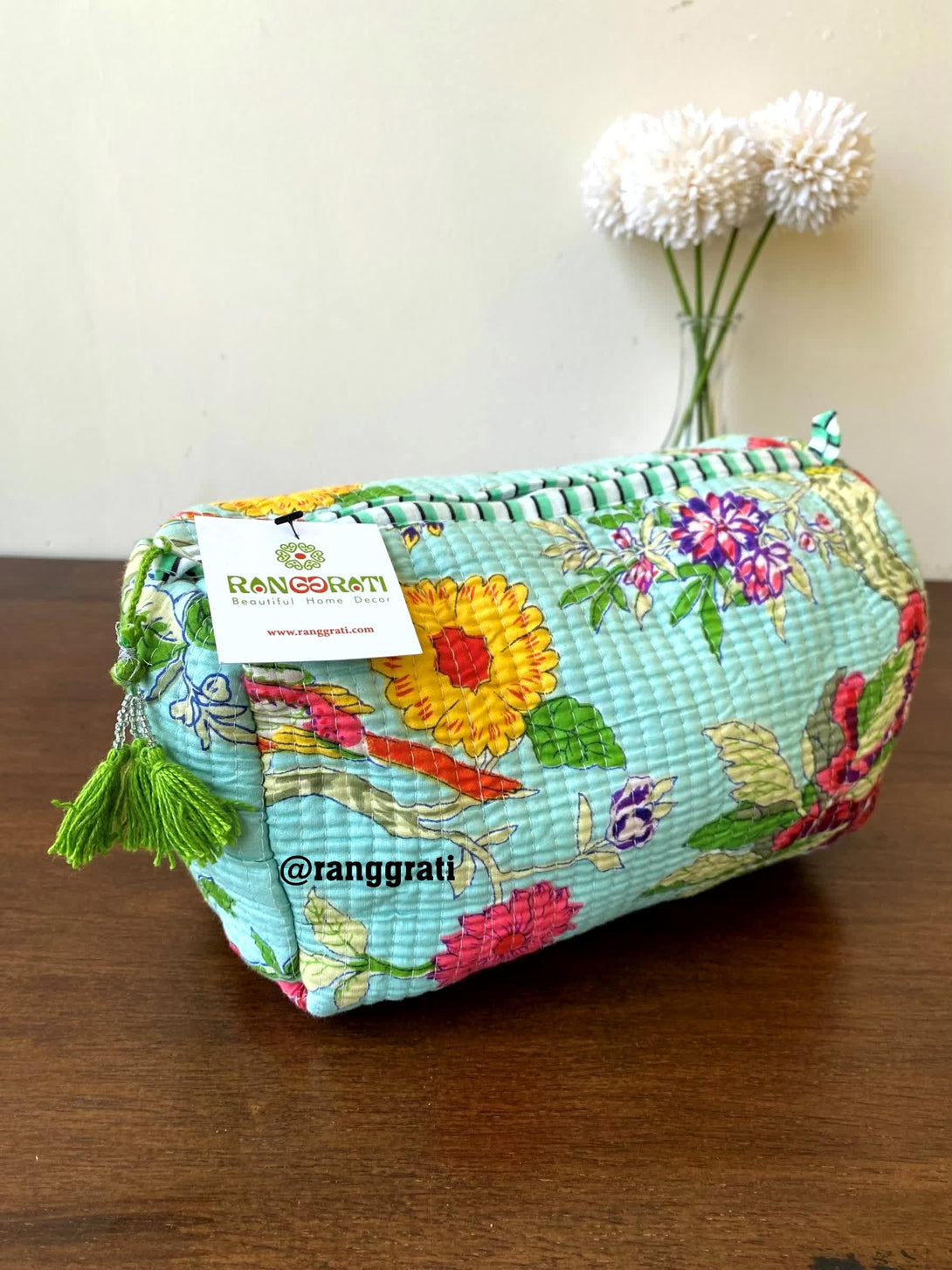Multicolor Floral Quilted Travel Pouch Set of 2 - Pouch