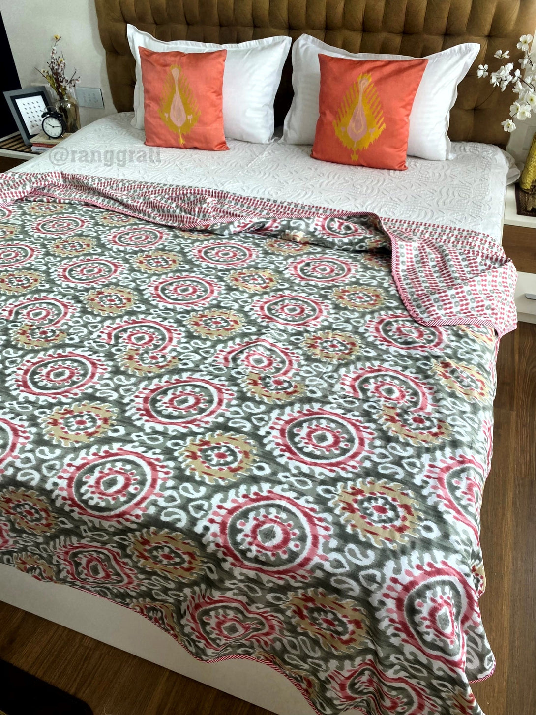 Multicolor Ikat Cotton Dohar For Double Bed AC Quilt - Dohar