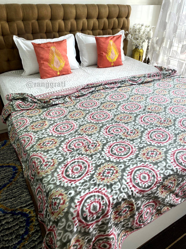 Multicolor Ikat Cotton Dohar For Double Bed AC Quilt - Dohar