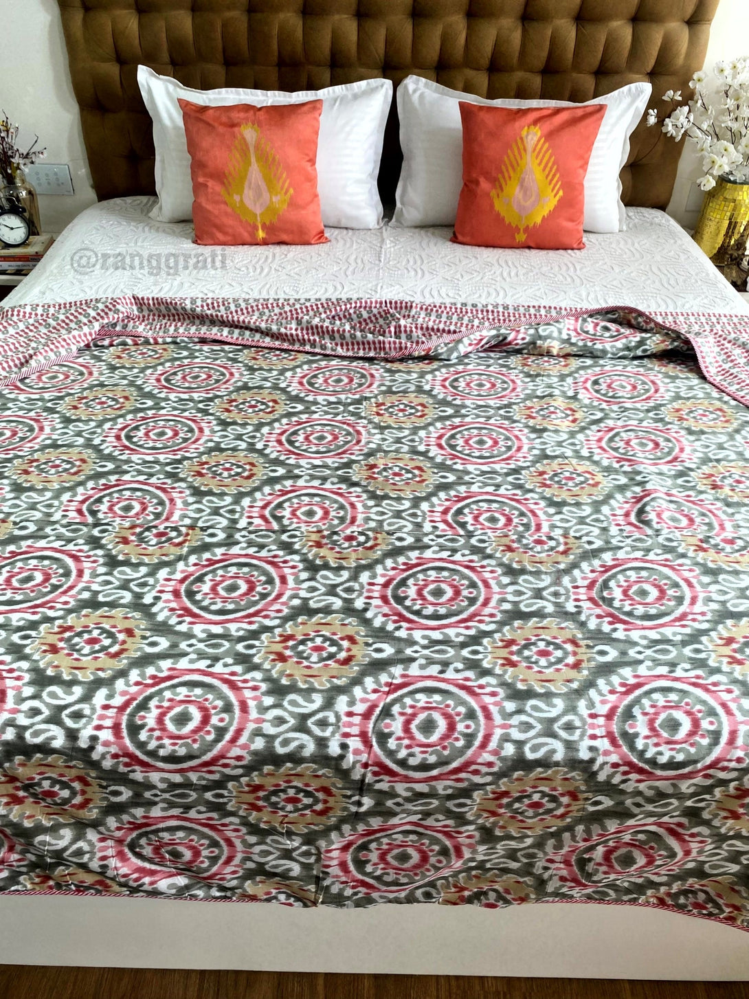 Multicolor Ikat Cotton Dohar For Double Bed AC Quilt - Dohar