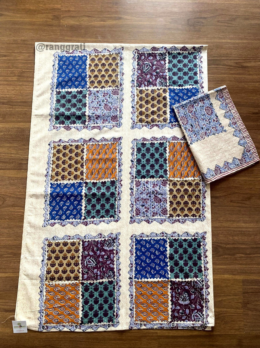 Multicolor Jaipuri Cotton Bedsheet For Single Bed With Pillow - Bedsheet