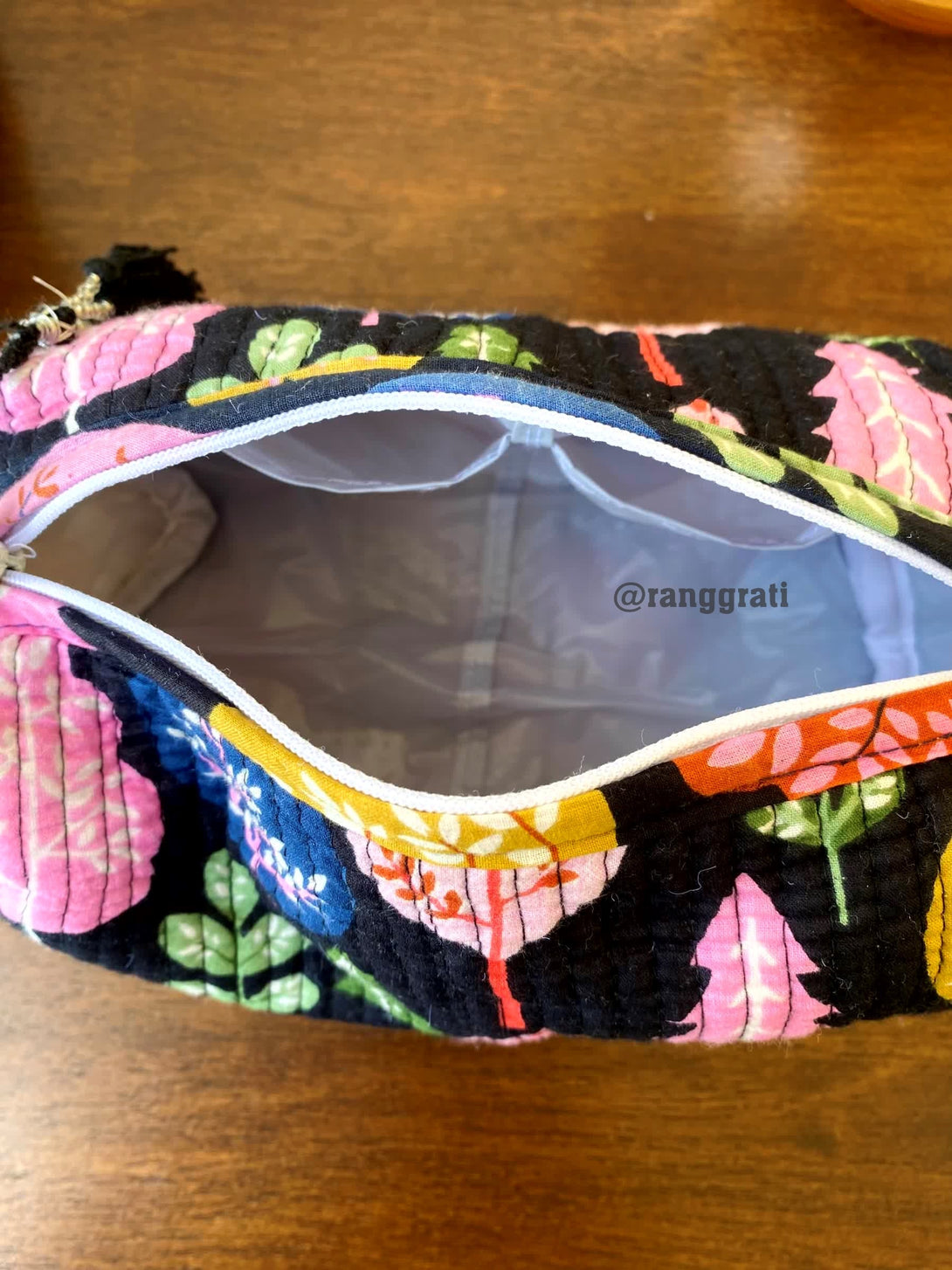 Multicolor Leaf Quilted Travel Pouch Set of 3 - Pouch