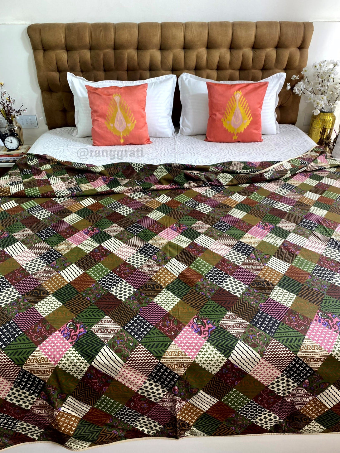 Multicolor Patchwork Cotton Dohar For Double Bed AC Quilt - Dohar