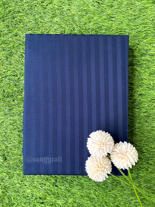 Navy Blue Stripes Double Bed Large Size Bedsheet Cotton | 108x108 inches