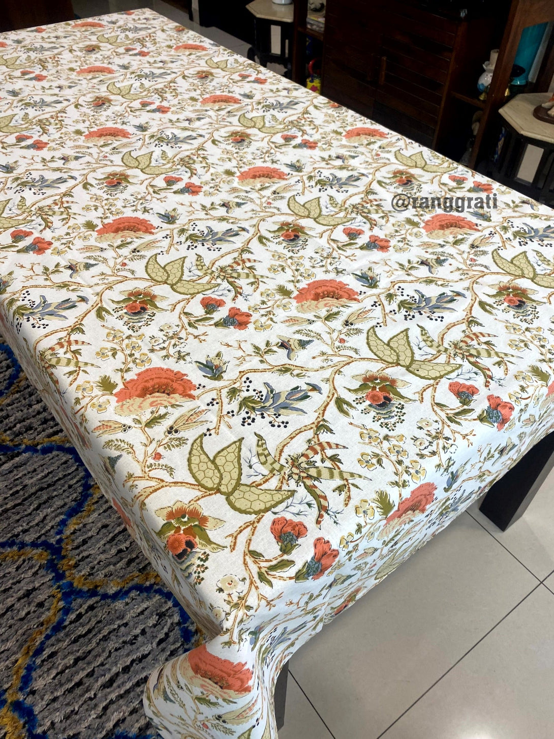 Orange Floral Jaipuri Cotton Bedsheet For Single Bed With Pillow - Bedsheet