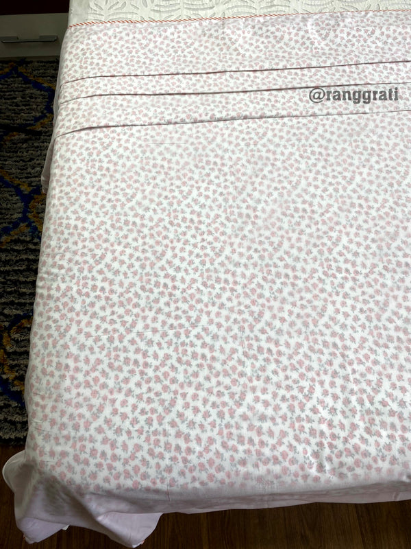 Pink Little Floral 3D Dohar For Double Bed In Mulmul King Size