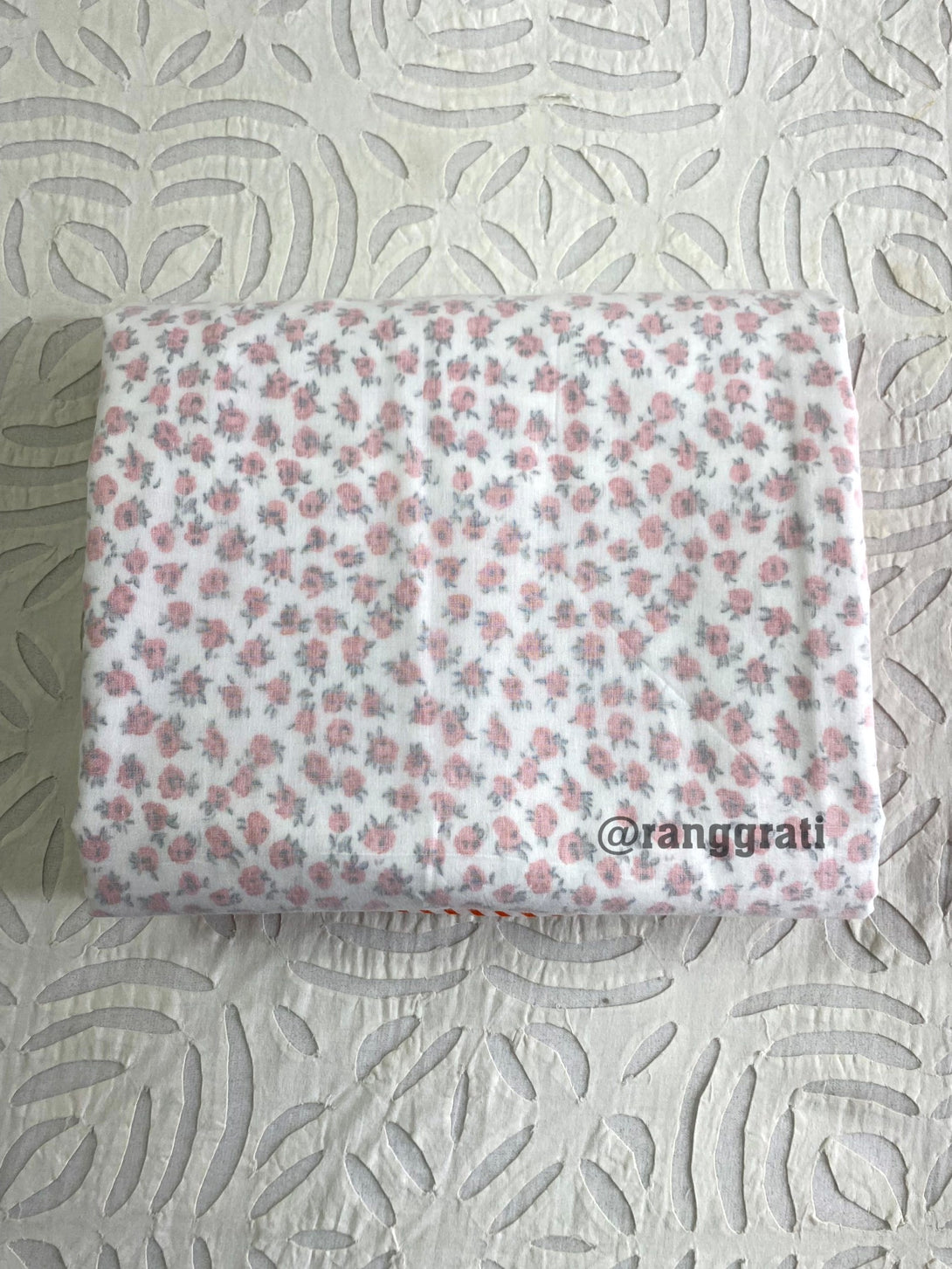 Pink Little Floral 3D Doha In Mulmul King Size  For Double Bed