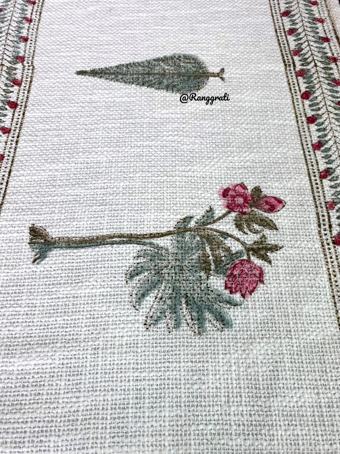 Pink Pine Tree Jute Cotton Table Runner For 6 Seater Dining Table - Table Runner