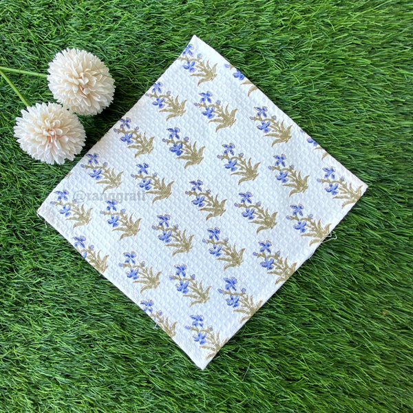 Purple Floral Face Towel Hand Block Printed Pure Cotton - Face Towel