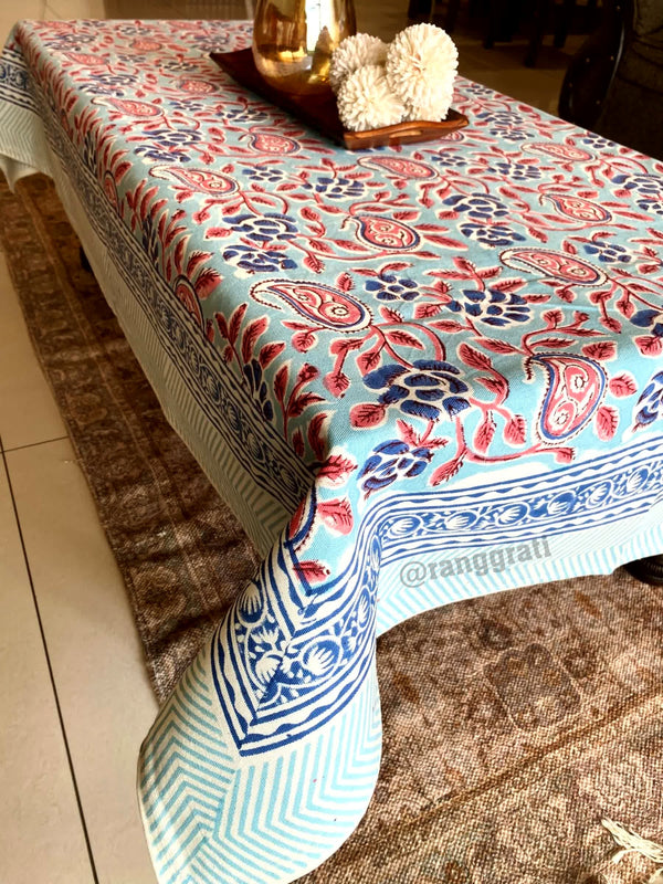 Red Paisley Table Cover Cloth 4 Seater Dining Table Rectangular - Table Cover