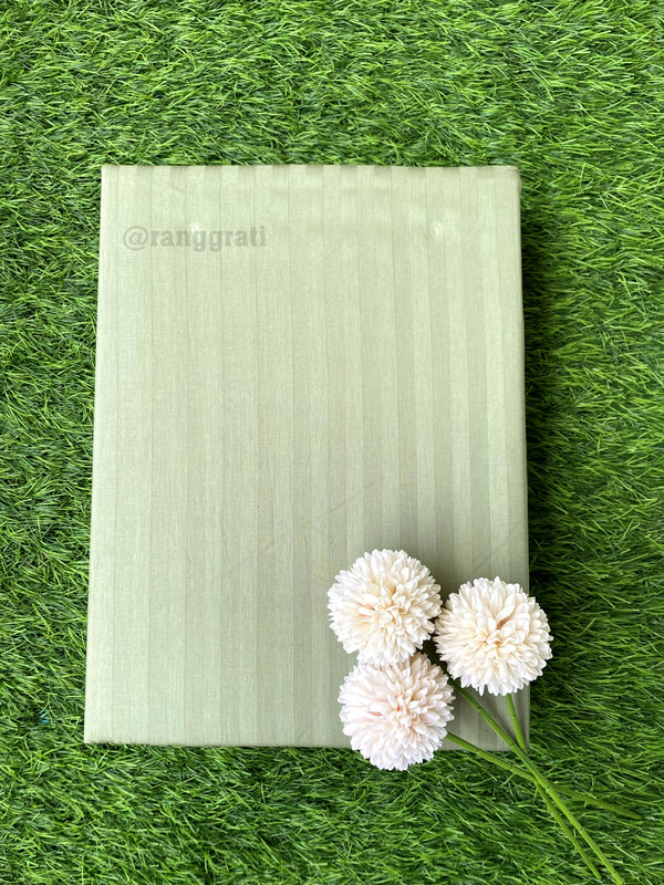 Sage Green Stripes Double Bed Large Size Bedsheet Cotton | 108x108 inches