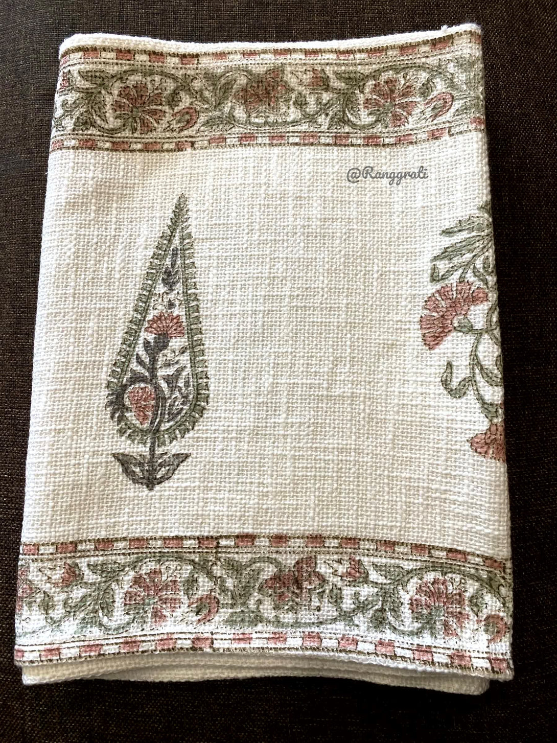 Sap Green Paisley Jute Cotton Table Runner For Dining Table - Table Runner