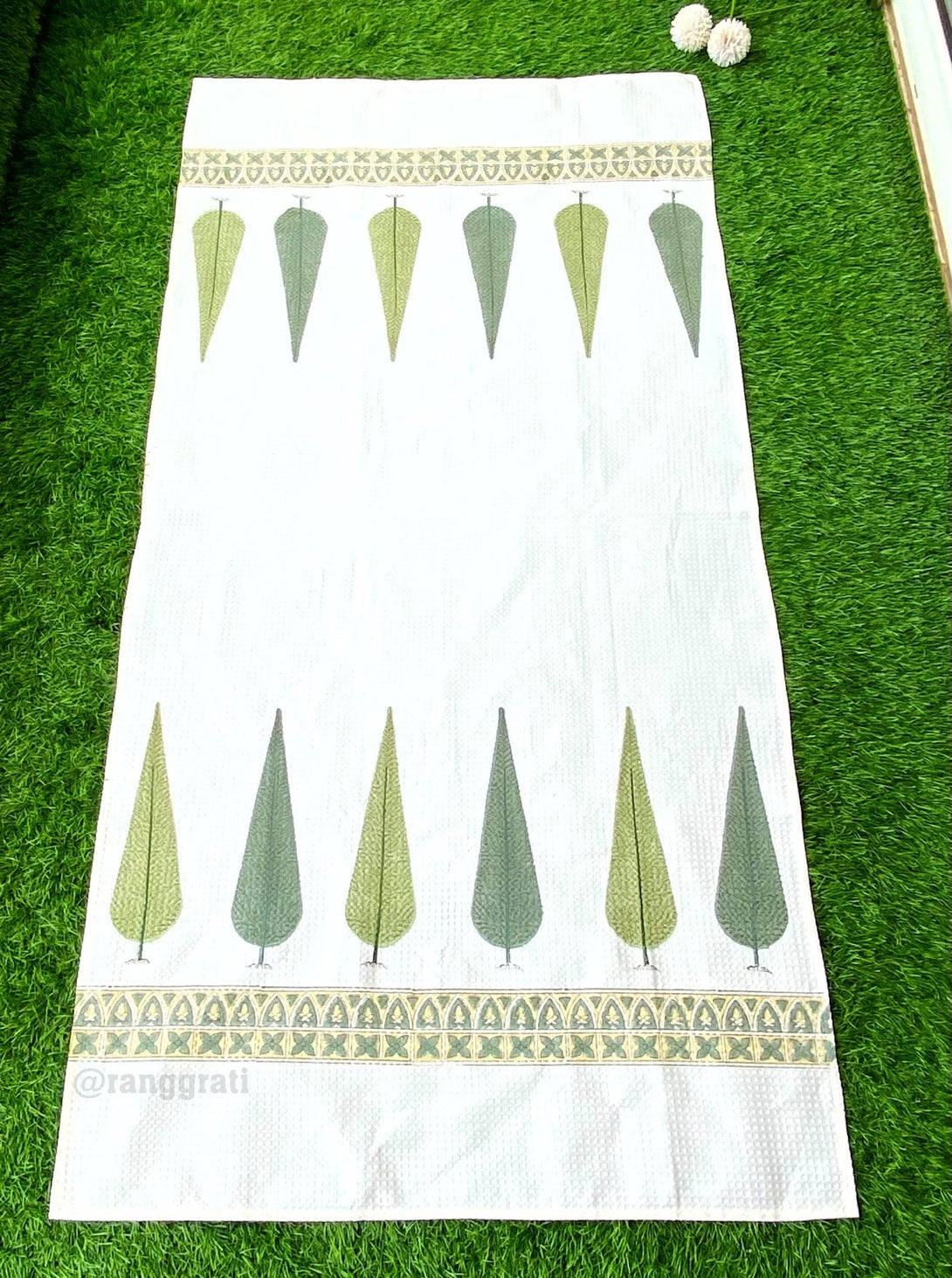 Set of Body & Hand Towel Green Pine Waffle Pure Cotton - Body Towel