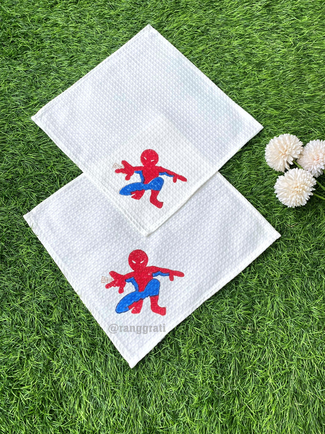 Pure Cotton Spider Man Hand Block Printed Face Towel