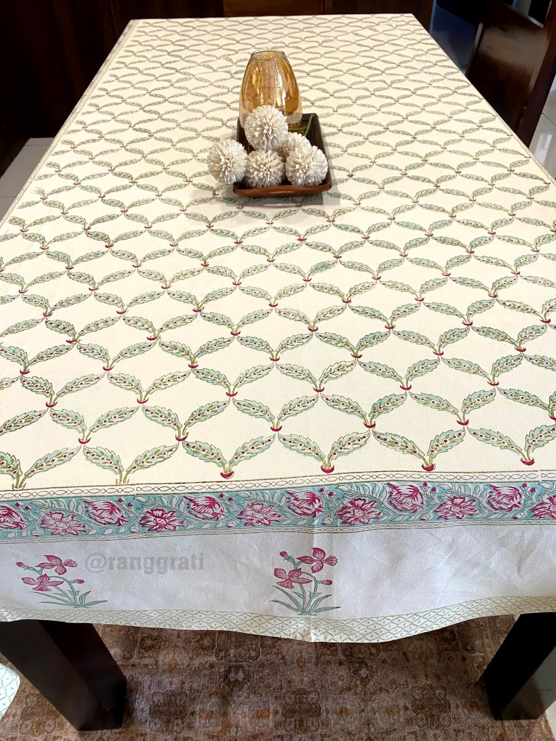 Teal Leaf Table Cover 8 Seater Dining Table Rectangular - Table Cover
