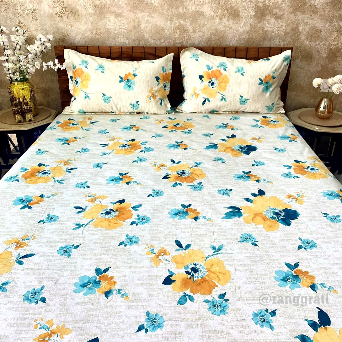Yellow Cotton Bedsheet Queen Size 200 TC - Bedsheet