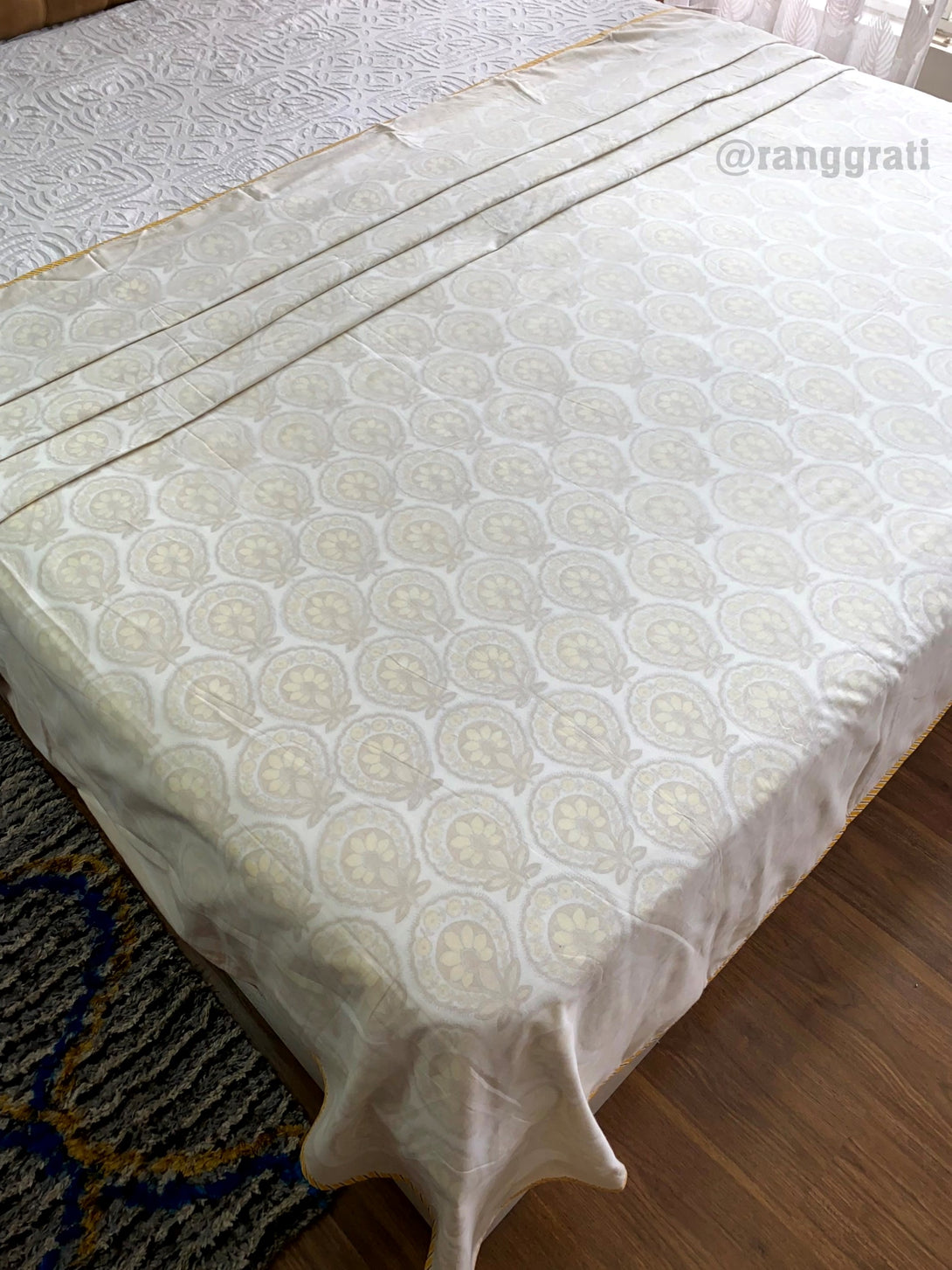 Yellow Daffodil Floral 3D Dohar For Double Bed In Mulmul King Size