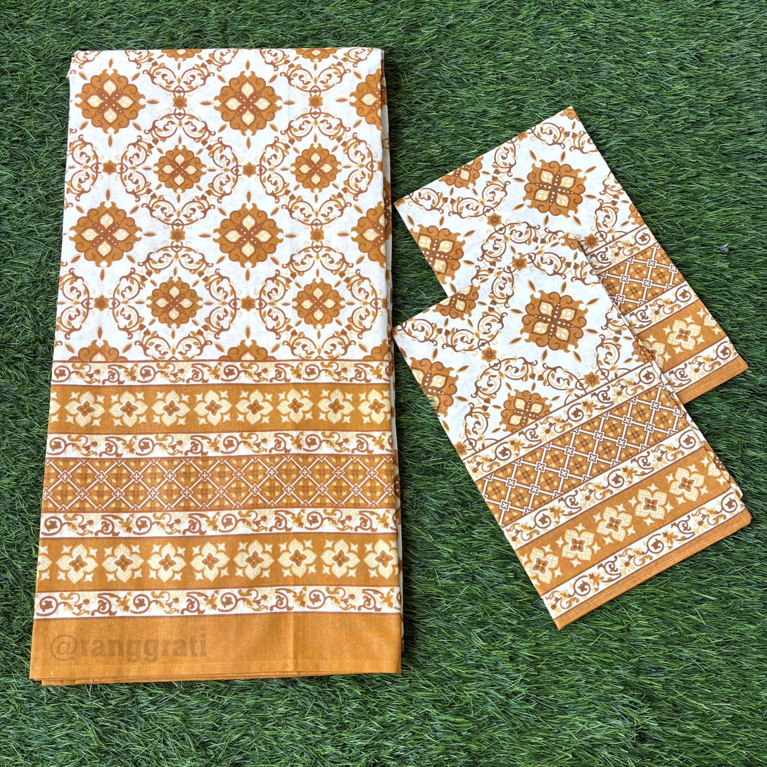 Yellow Honeycomb Jaipuri Cotton Bedsheet Super King Size - Bedsheet
